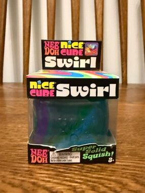 NeeDoh Nice Cube Swirl – Super Solid Squish Fidget Toy Purple Blue Green NIB